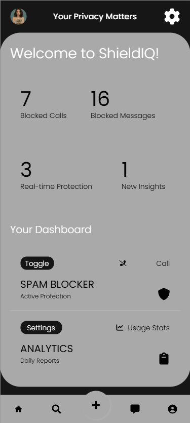 ShieldIQ home screen with protection toggle